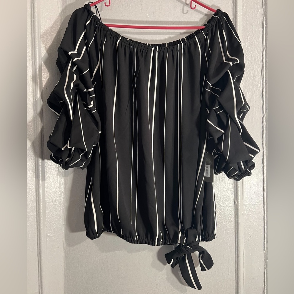 Vince Camuto Off-Shoulder Striped Blouse